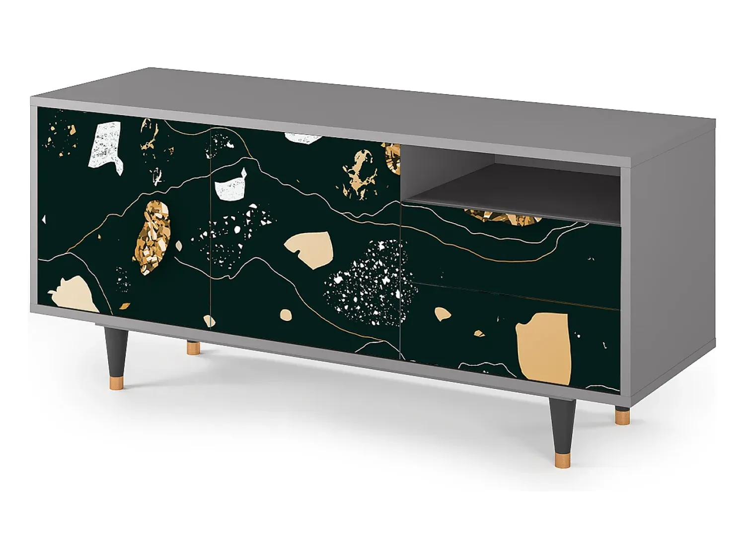 Online Mueble de TV - 125х56х41 cm - T7 - Space Rocks, Cinza Cinzento