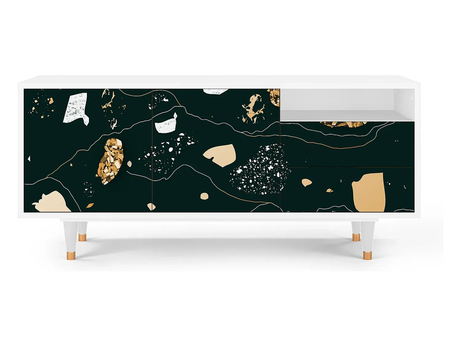 Móvel De Tv* Mueble de TV - 125х56х41 cm - T7 - Space Rocks, Branco Bege