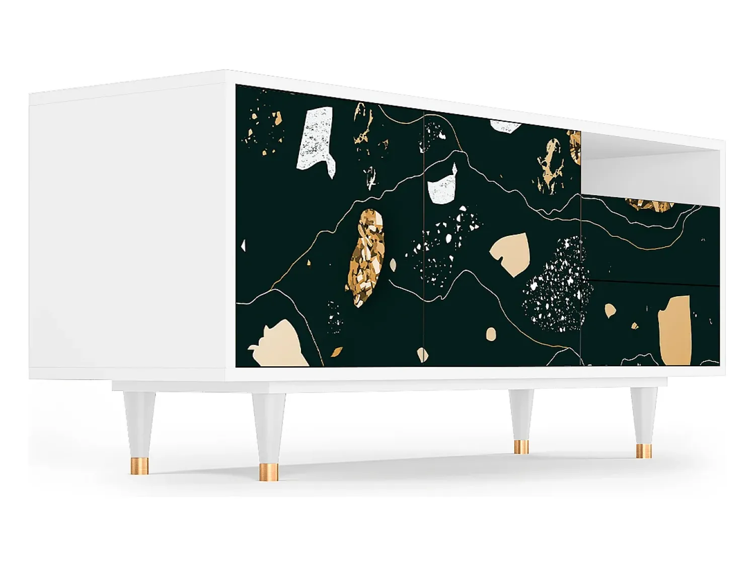 Móvel De Tv* Mueble de TV - 125х56х41 cm - T7 - Space Rocks, Branco Bege