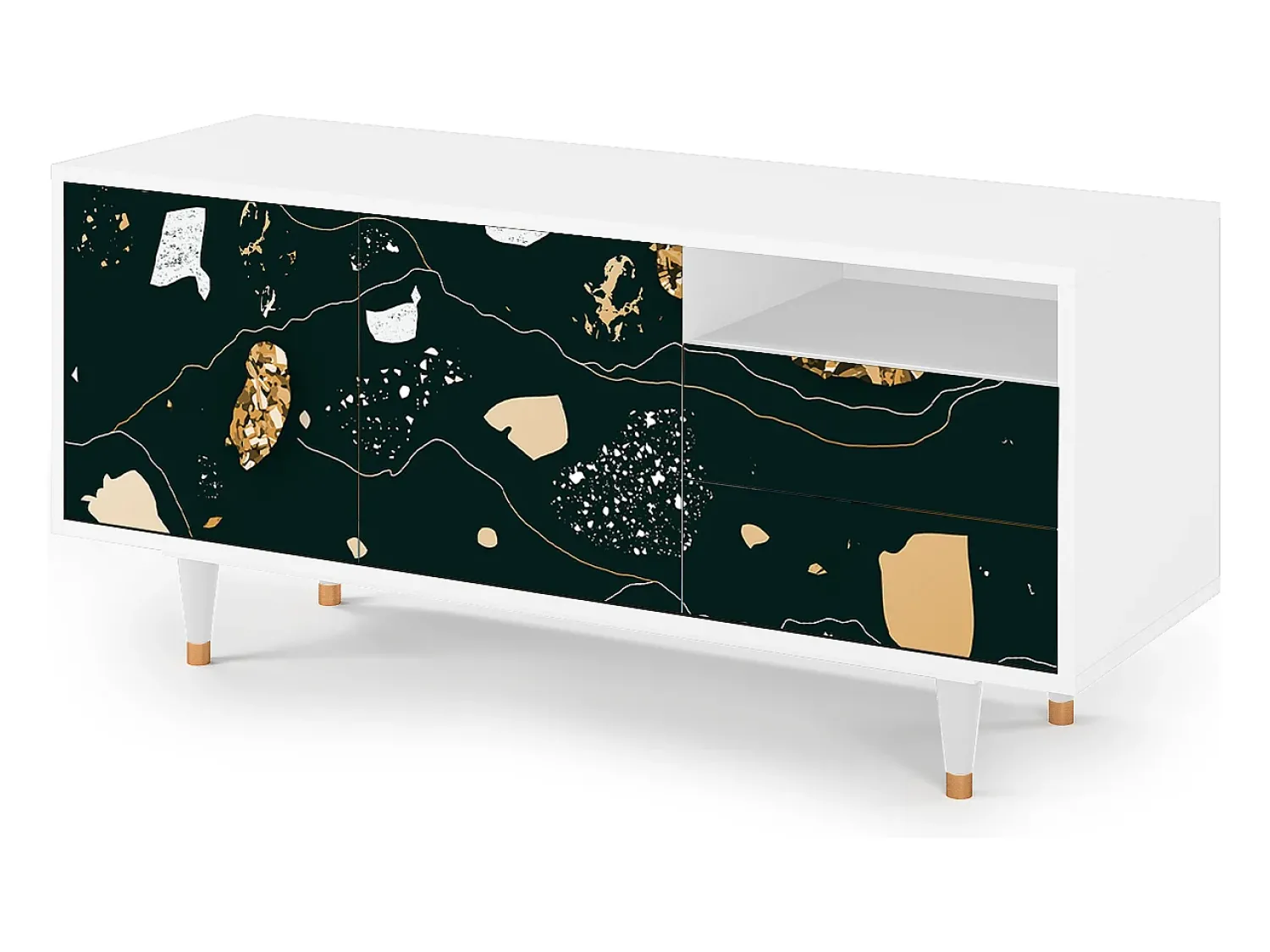 Móvel De Tv* Mueble de TV - 125х56х41 cm - T7 - Space Rocks, Branco Bege