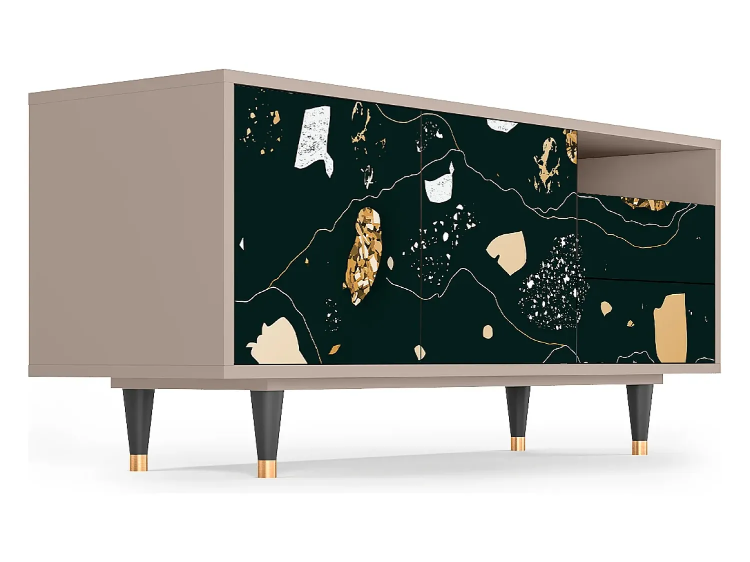 Mueble de TV - 125х56х41 cm - T7 - Space Rocks, Latte Bege
