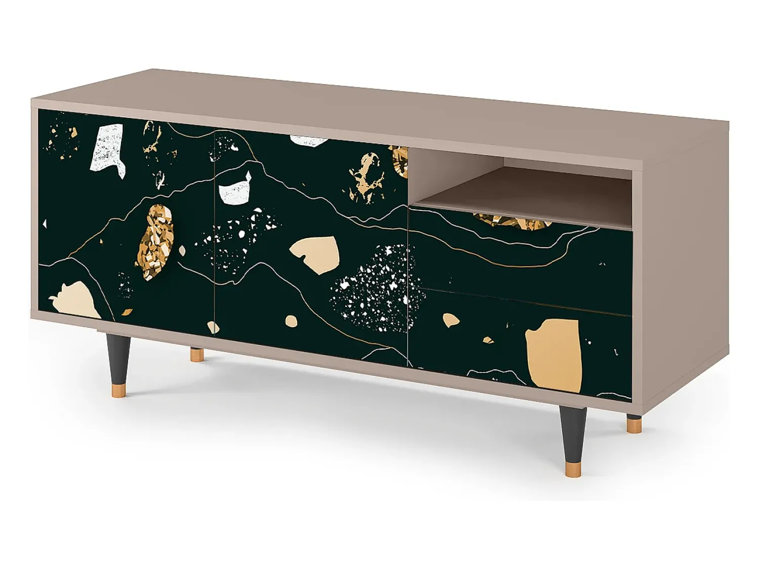Mueble de TV - 125х56х41 cm - T7 - Space Rocks, Latte Bege