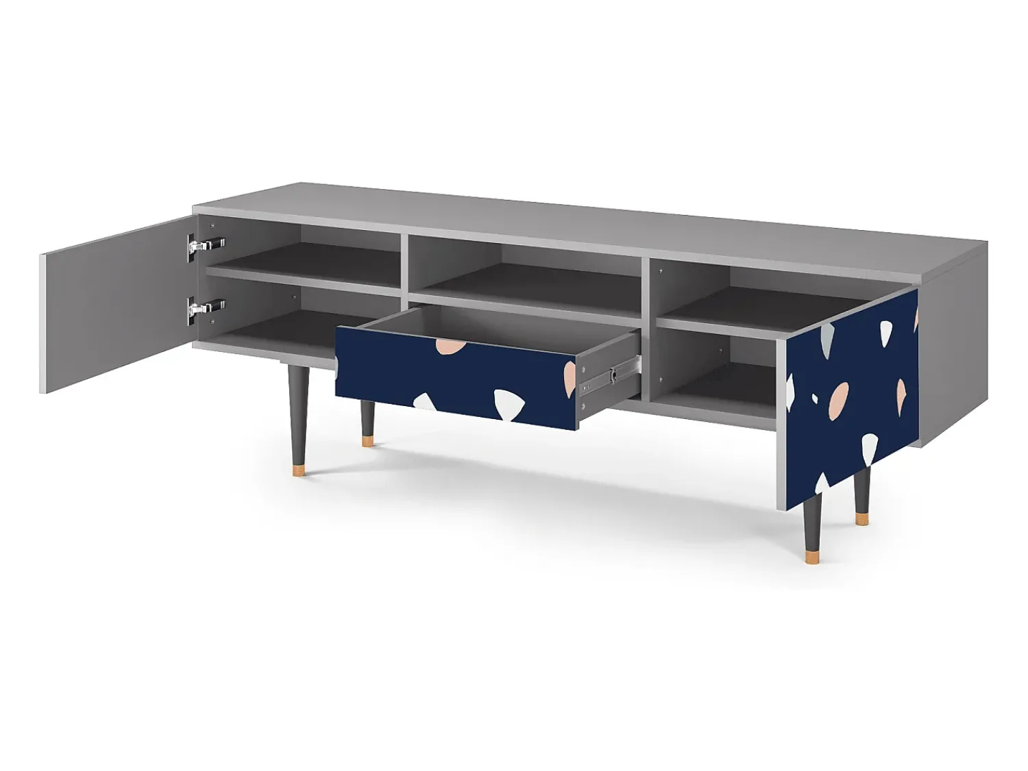 Móvel De Tv| Mueble de TV - 170х59х41 cm - T6 - Space Satellites, Cinza Cinzento