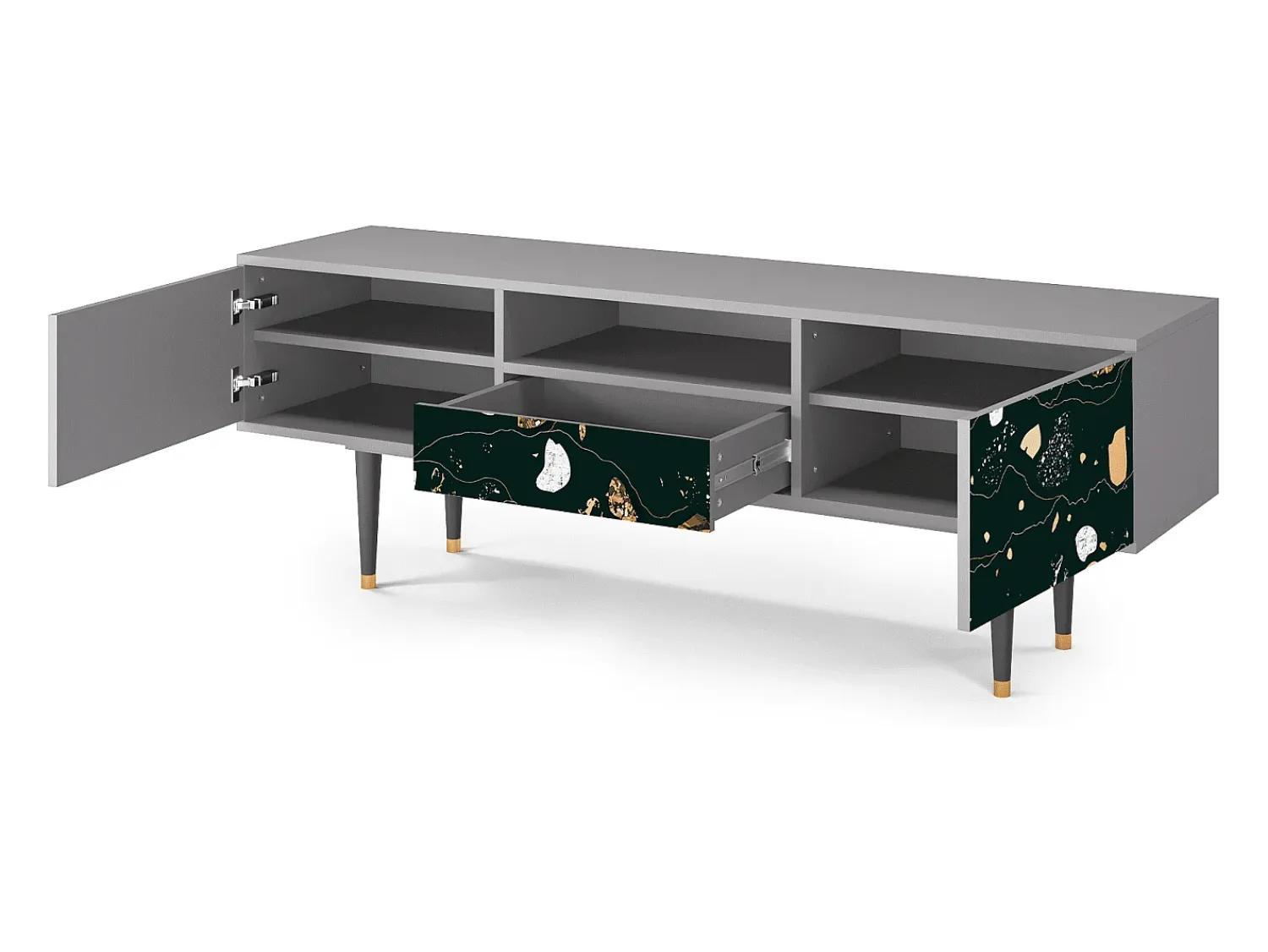 Móvel De Tv* Mueble de TV - 170х59х41 cm - T6 - Space Rocks, Cinza Cinzento