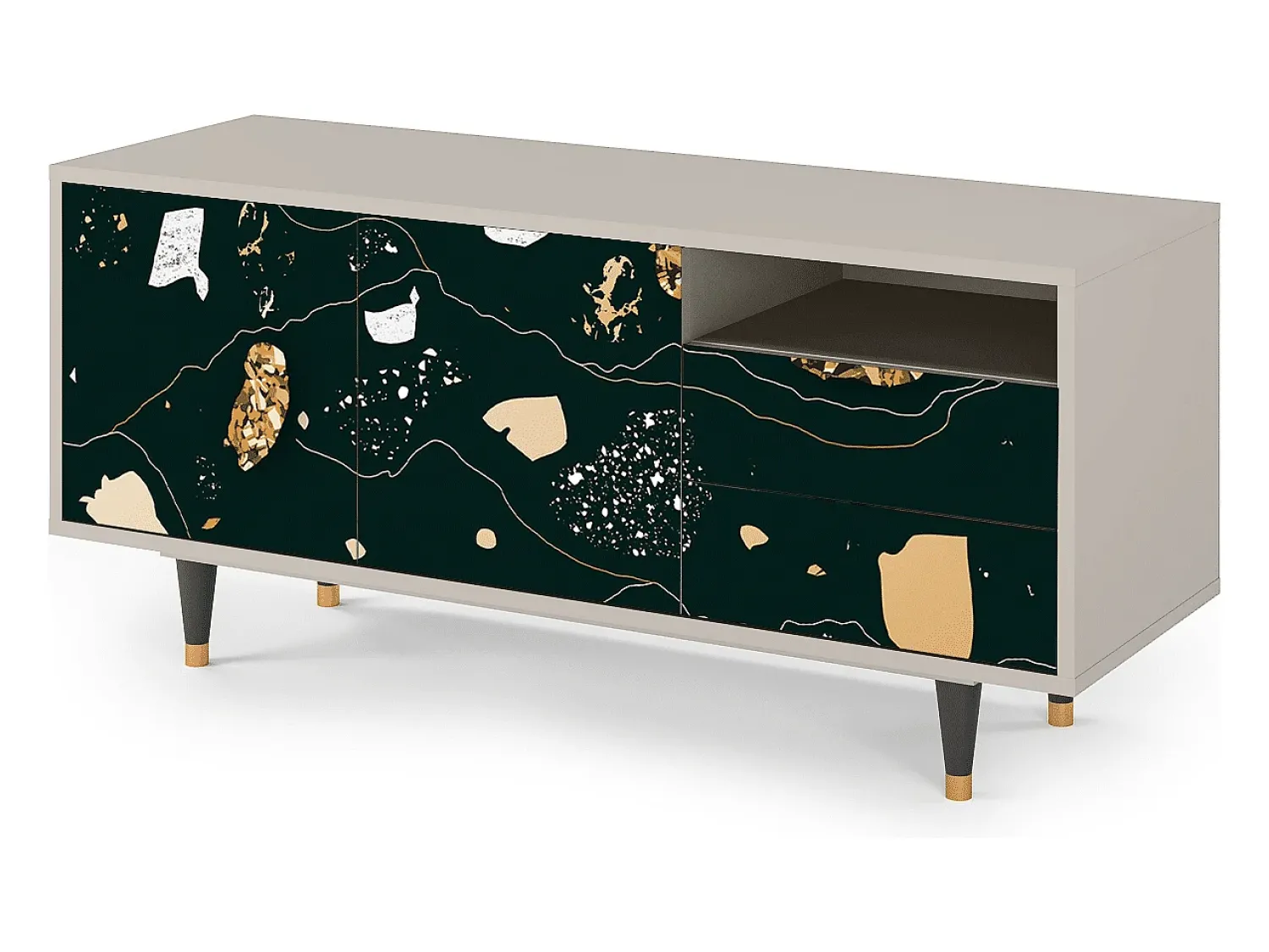 Discount Mueble de TV - 125х56х41 cm - T7 - Space Rocks, Areia Bege