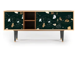 Móvel De Tv| Mueble de TV - 150х69х41 cm - T5 - Space Rocks, Nogueira Castanho