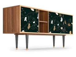 Móvel De Tv| Mueble de TV - 150х69х41 cm - T5 - Space Rocks, Nogueira Castanho