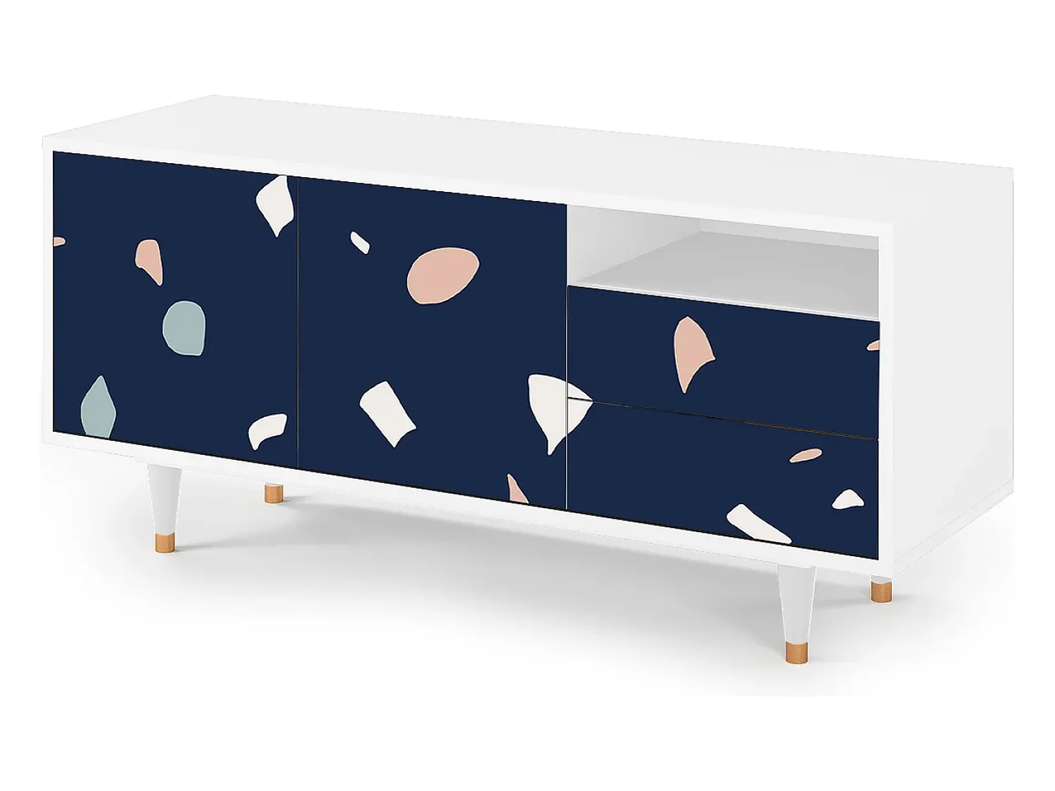Mueble de TV - 125х56х41 cm - T7 - Space Satellites, Branco^ Móvel De Tv