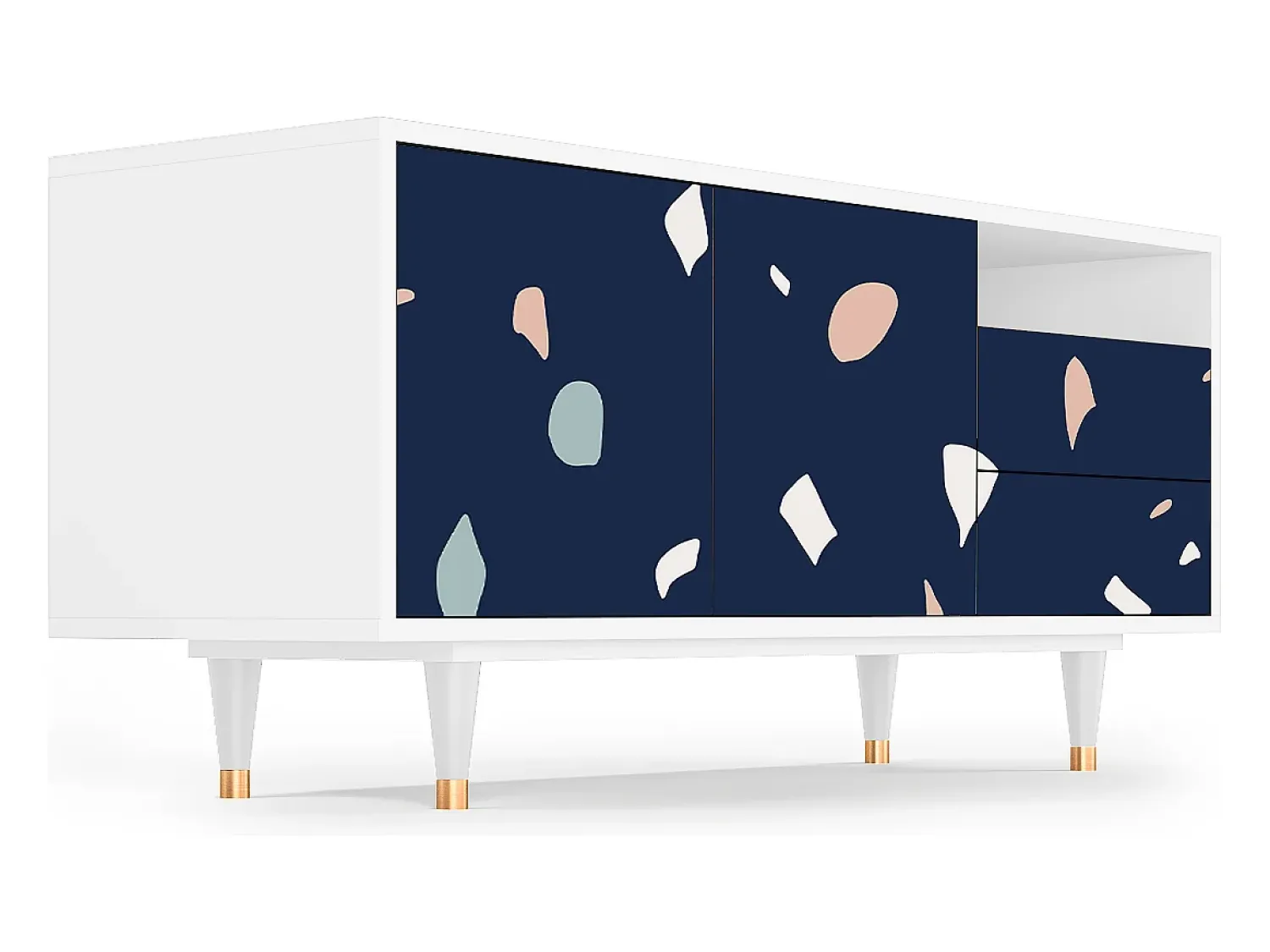 Mueble de TV - 125х56х41 cm - T7 - Space Satellites, Branco^ Móvel De Tv