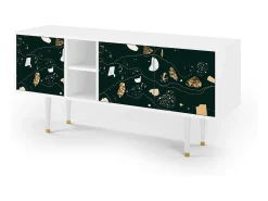 Móvel De Tv* Mueble de TV - 150х69х41 cm - T5 - Space Rocks, Branco Bege