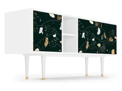 Móvel De Tv* Mueble de TV - 150х69х41 cm - T5 - Space Rocks, Branco Bege