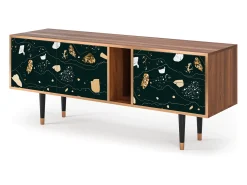 Móvel De Tv| Mueble de TV - 170х69х48 cm - T1 - Space Rocks, Nogueira Castanho