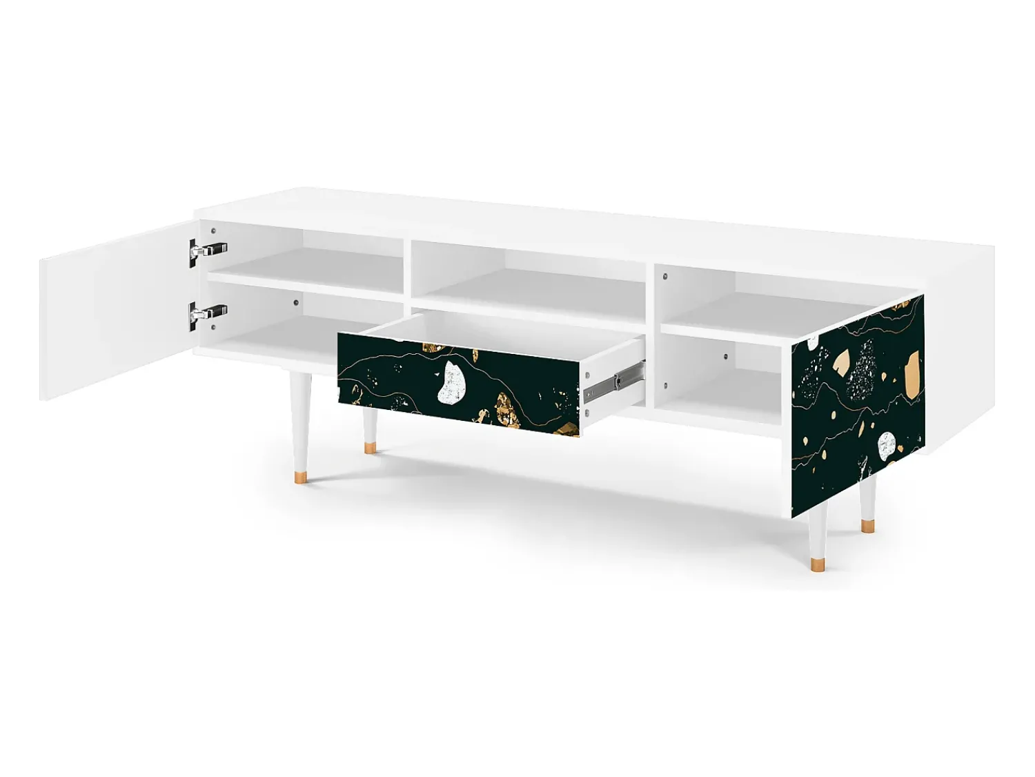 Mueble de TV - 170х59х41 cm - T6 - Space Rocks, Branco^ Móvel De Tv
