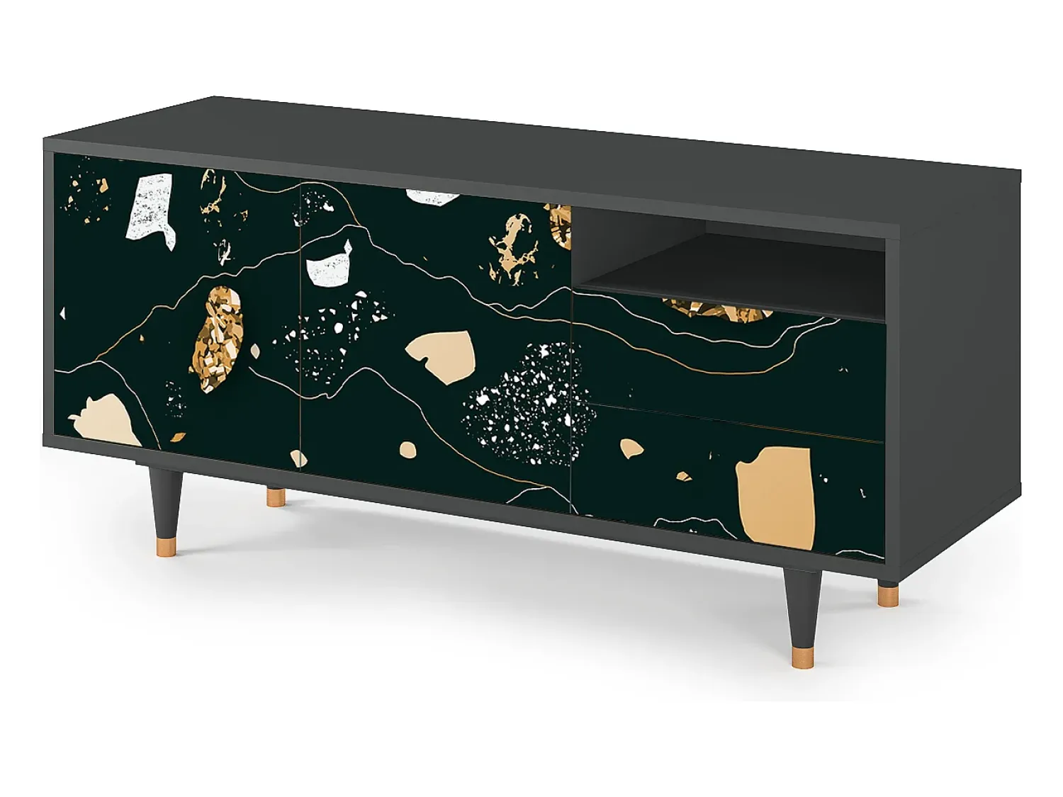 Móvel De Tv| Mueble de TV - 125х56х41 cm - T7 - Space Rocks, Antracite Cinza antracite