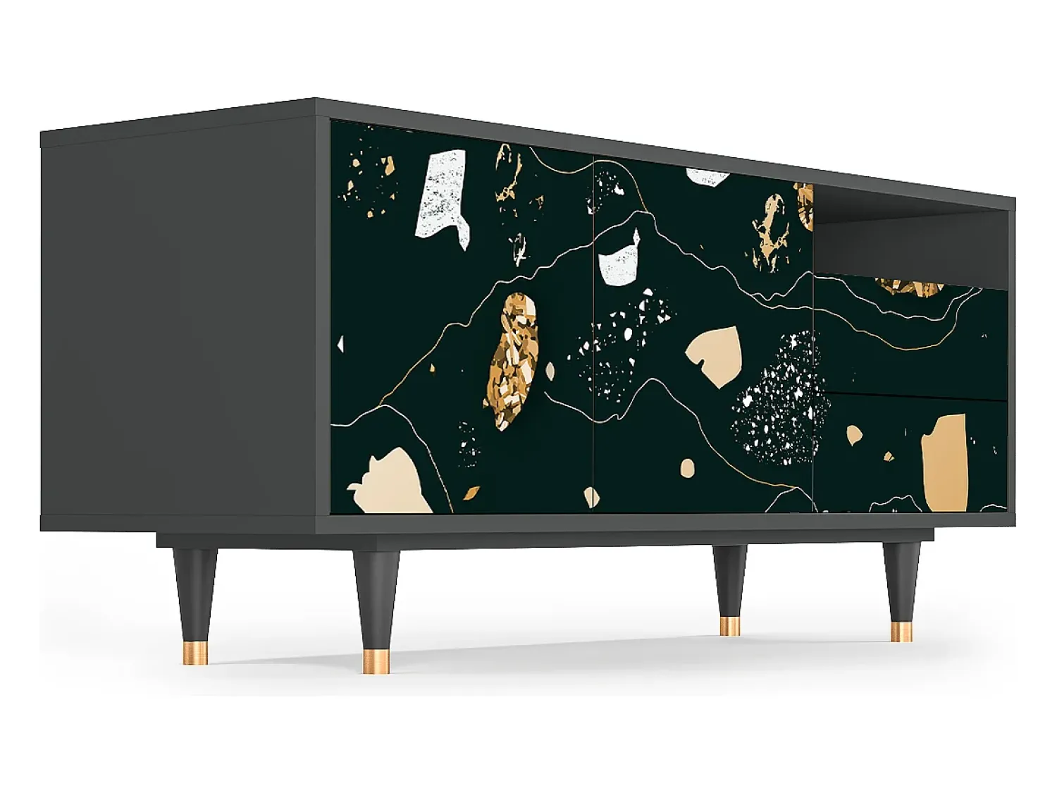 Móvel De Tv| Mueble de TV - 125х56х41 cm - T7 - Space Rocks, Antracite Cinza antracite