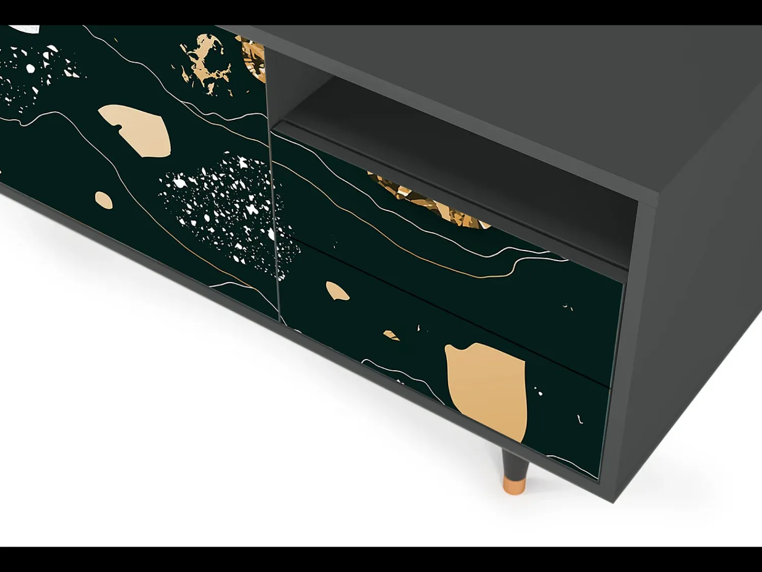 Móvel De Tv| Mueble de TV - 125х56х41 cm - T7 - Space Rocks, Antracite Cinza antracite