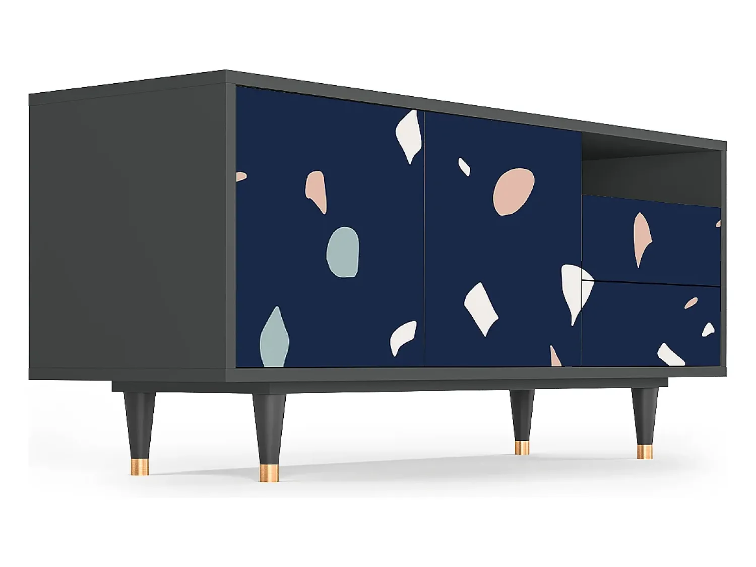 Hot Mueble de TV - 125х56х41 cm - T7 - Space Satellites, Antracite Cinza antracite