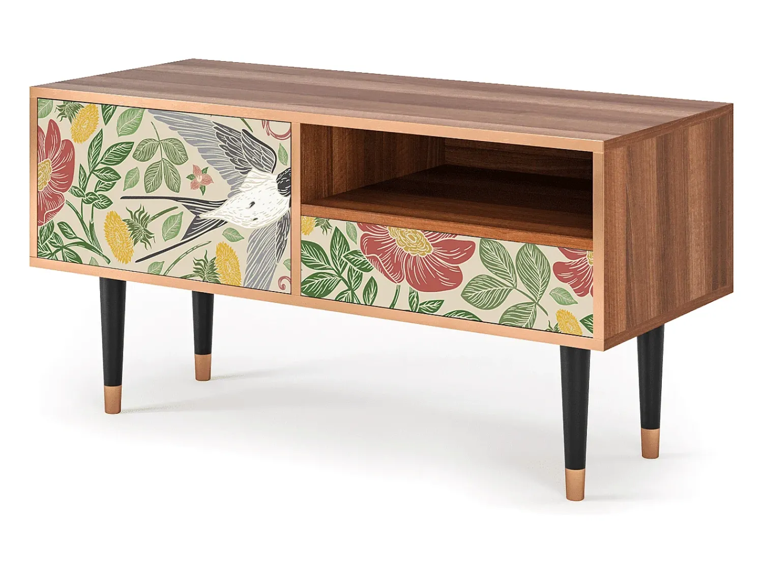Mueble de TV - 115х59х48 cm - T3 - Spring Swallow, Nogueira^ Móvel De Tv