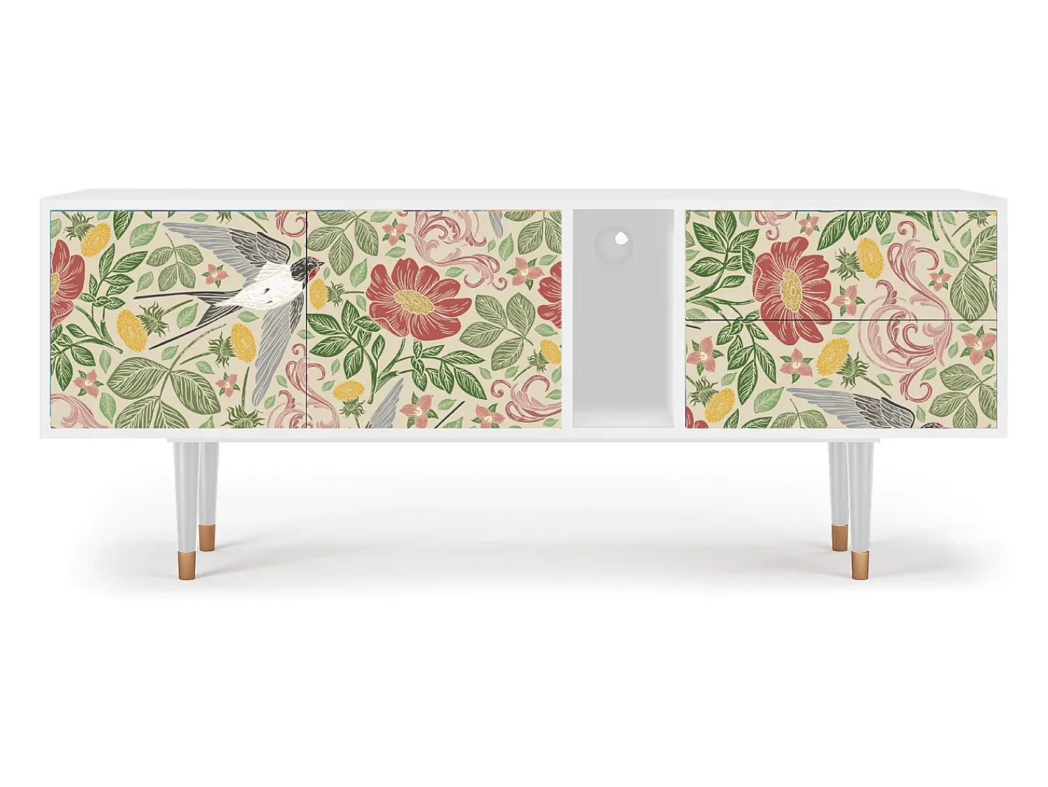 Mueble de TV - 170х69х48 cm - T1 - Spring Swallow, Branco^ Móvel De Tv