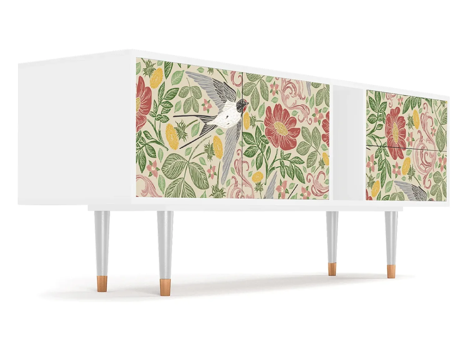 Mueble de TV - 170х69х48 cm - T1 - Spring Swallow, Branco^ Móvel De Tv