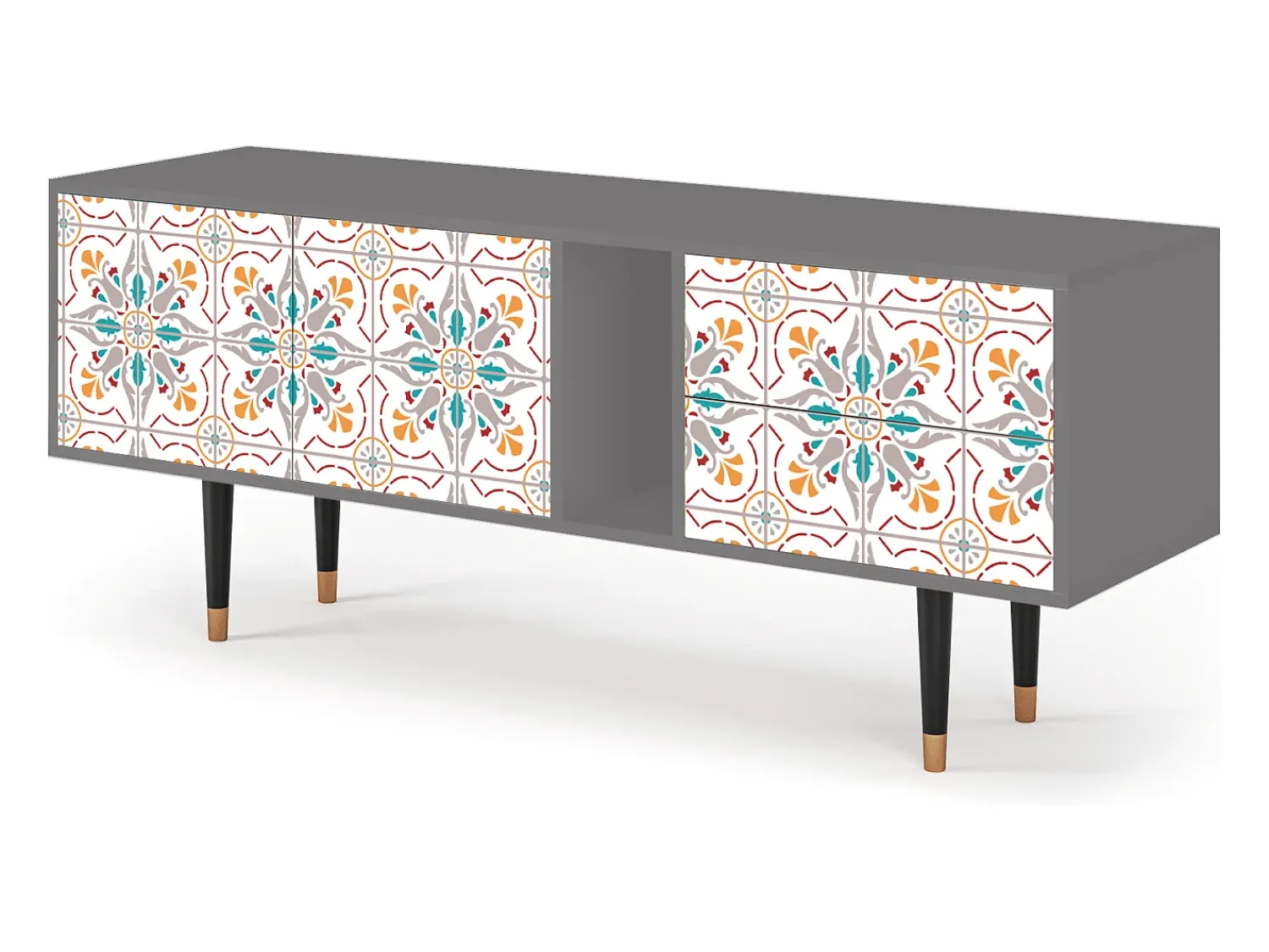 Móvel De Tv* Mueble de TV - 170х69х48 cm - T1 - Spring Ceramics, Cinza Cinzento