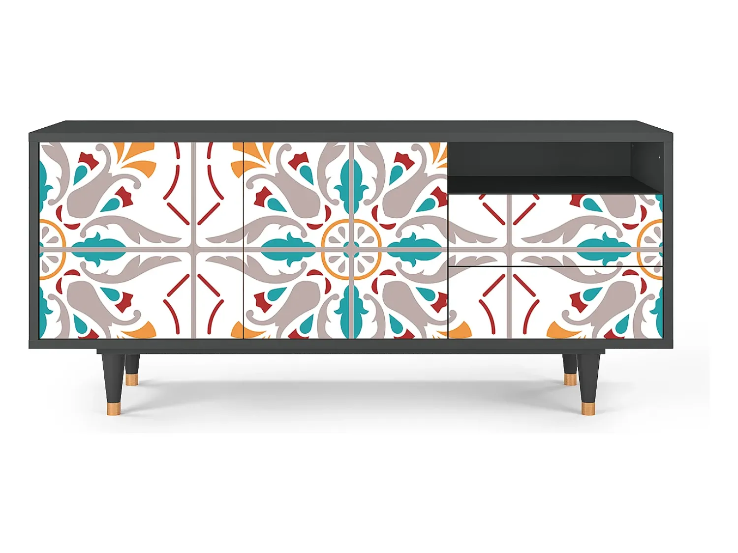 Hot Mueble de TV - 125х56х41 cm - T7 - Spring Ceramics, Antracite Cinza antracite