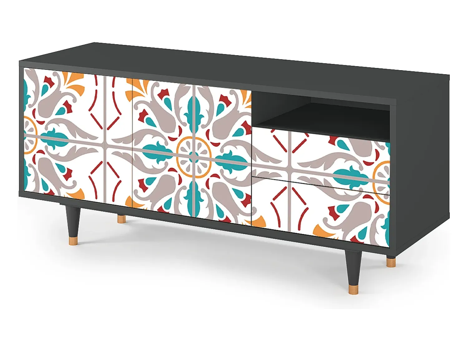 Hot Mueble de TV - 125х56х41 cm - T7 - Spring Ceramics, Antracite Cinza antracite