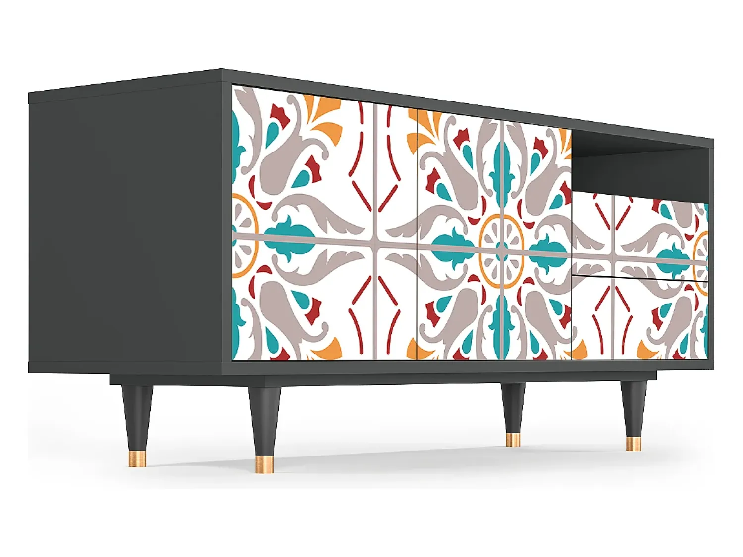 Hot Mueble de TV - 125х56х41 cm - T7 - Spring Ceramics, Antracite Cinza antracite