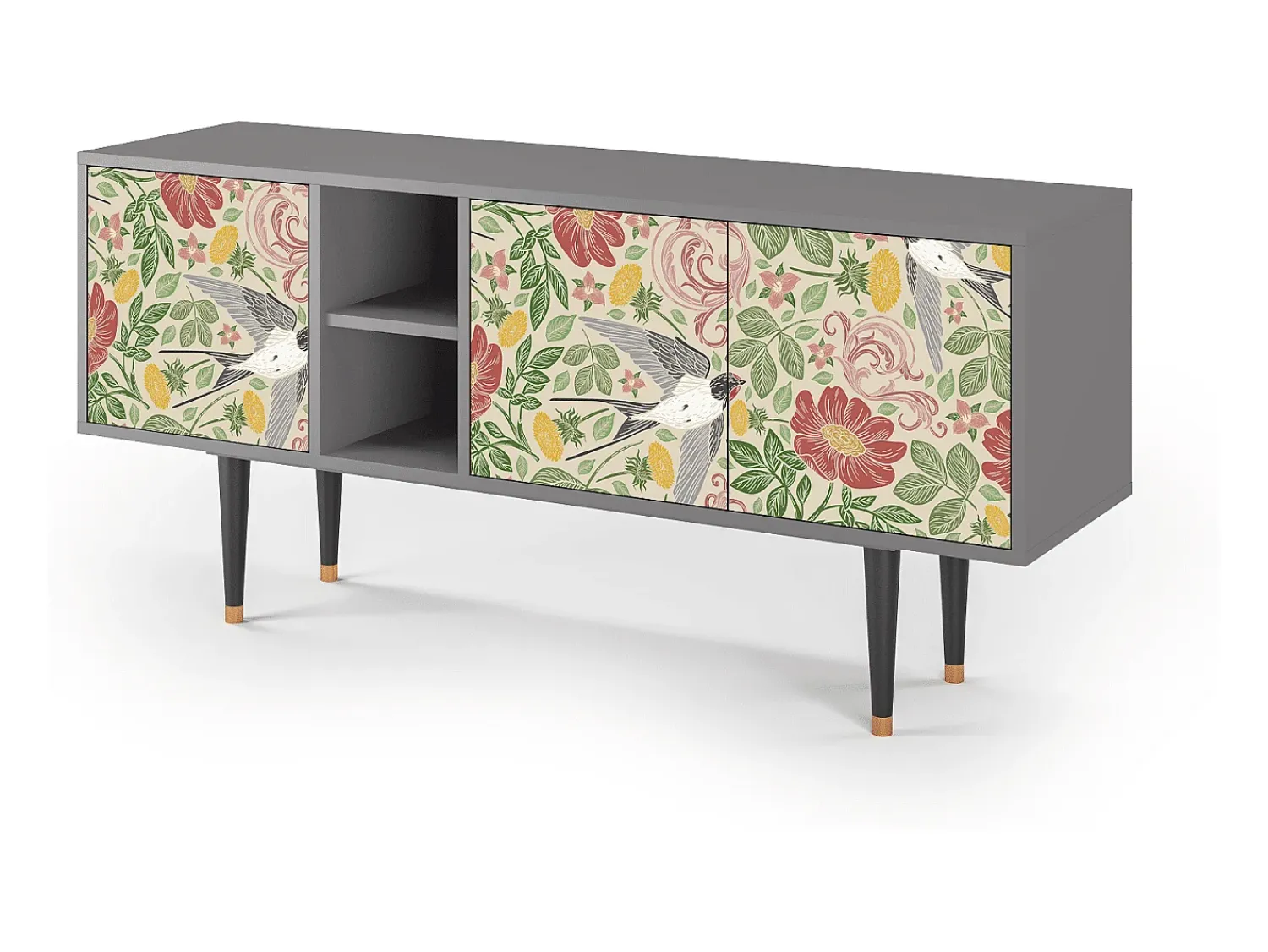 Móvel De Tv* Mueble de TV - 150х69х41 cm - T5 - Spring Swallow, Cinza Cinzento