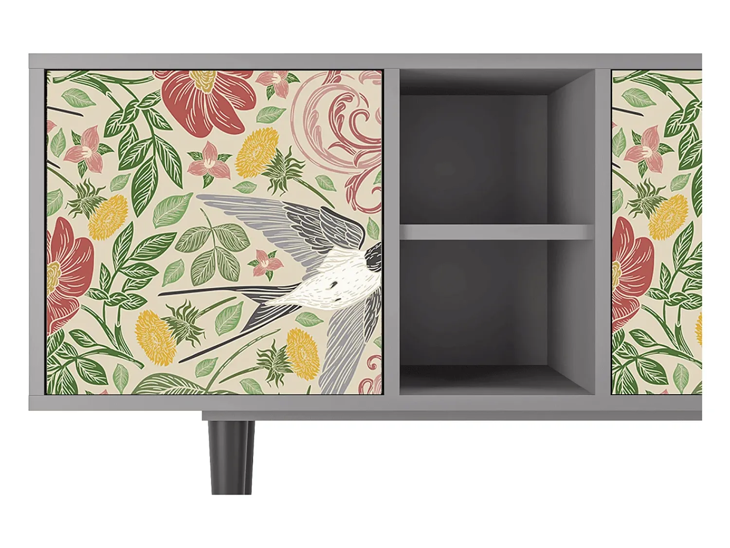 Móvel De Tv* Mueble de TV - 150х69х41 cm - T5 - Spring Swallow, Cinza Cinzento
