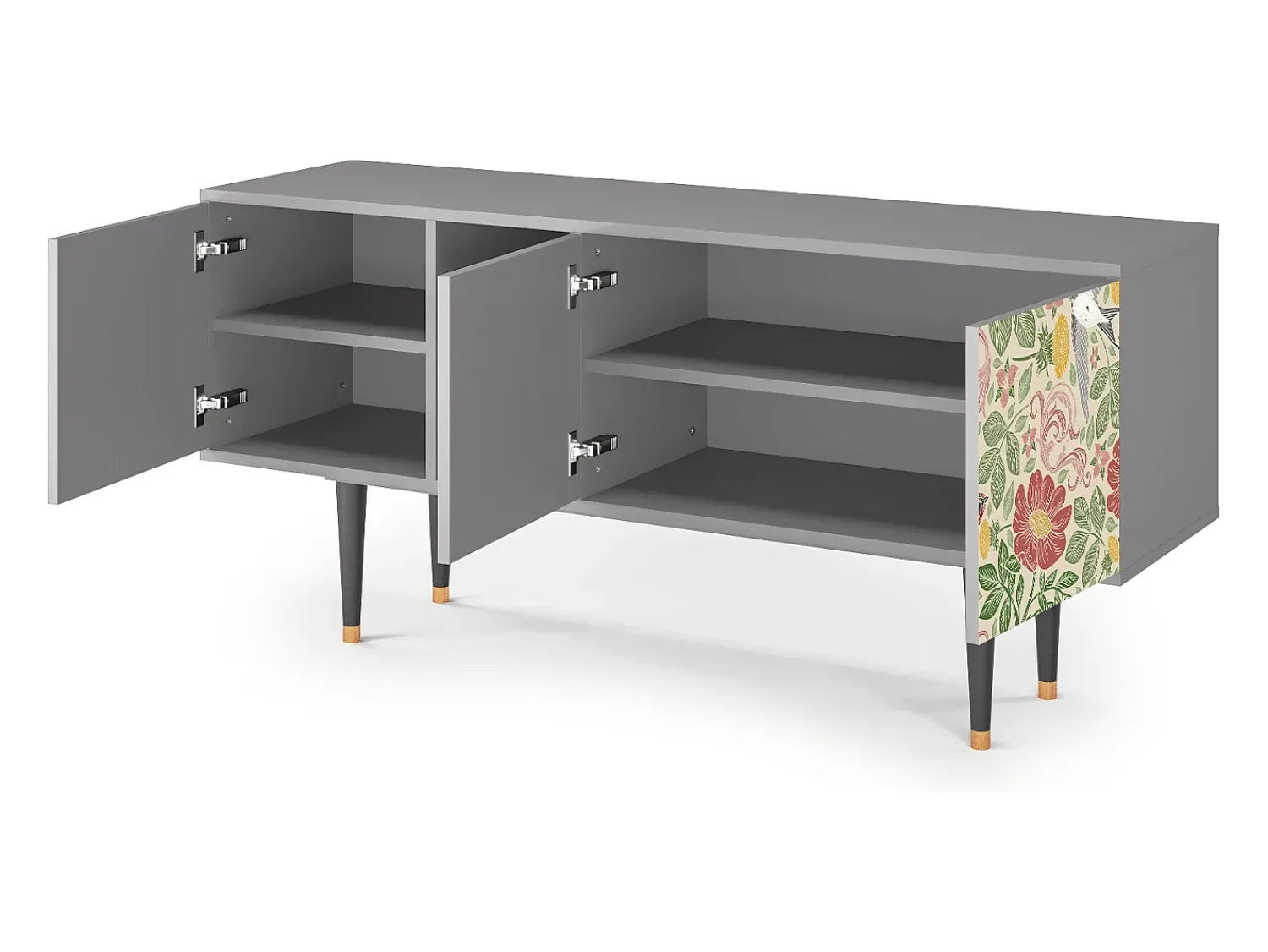 Móvel De Tv* Mueble de TV - 150х69х41 cm - T5 - Spring Swallow, Cinza Cinzento
