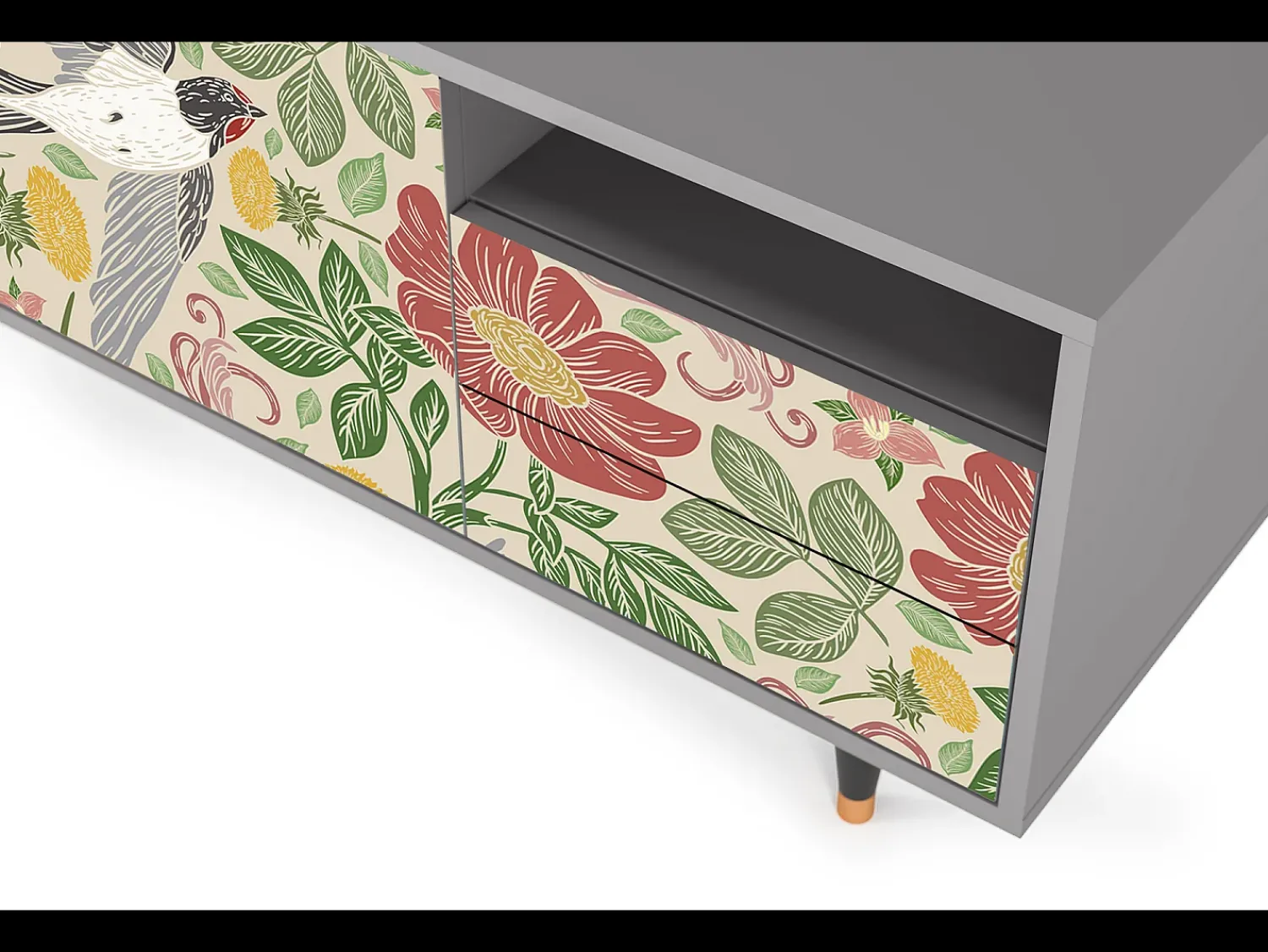 Outlet Mueble de TV - 125х56х41 cm - T7 - Spring Swallow, Cinza Cinzento