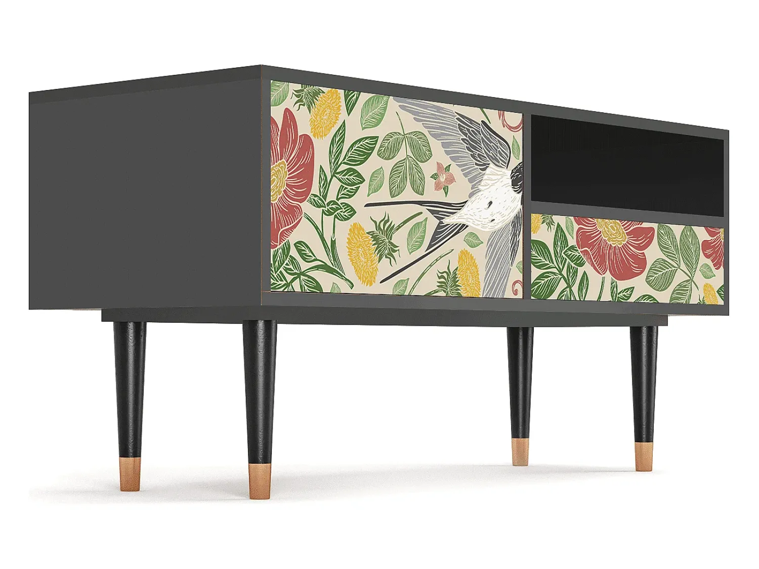 Móvel De Tv| Mueble de TV - 115х59х48 cm - T3 - Spring Swallow, Antracite Cinza antracite