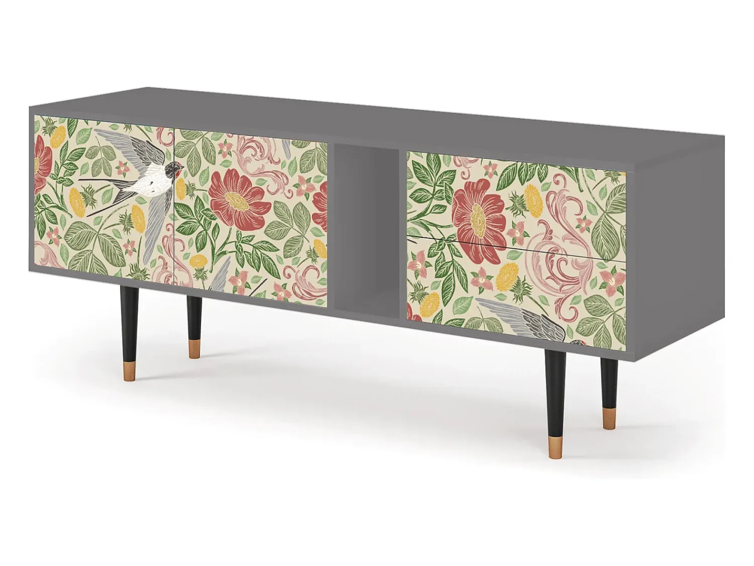 Móvel De Tv| Mueble de TV - 170х69х48 cm - T1 - Spring Swallow, Cinza Cinzento