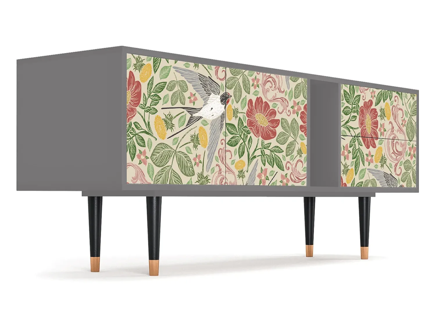 Móvel De Tv| Mueble de TV - 170х69х48 cm - T1 - Spring Swallow, Cinza Cinzento
