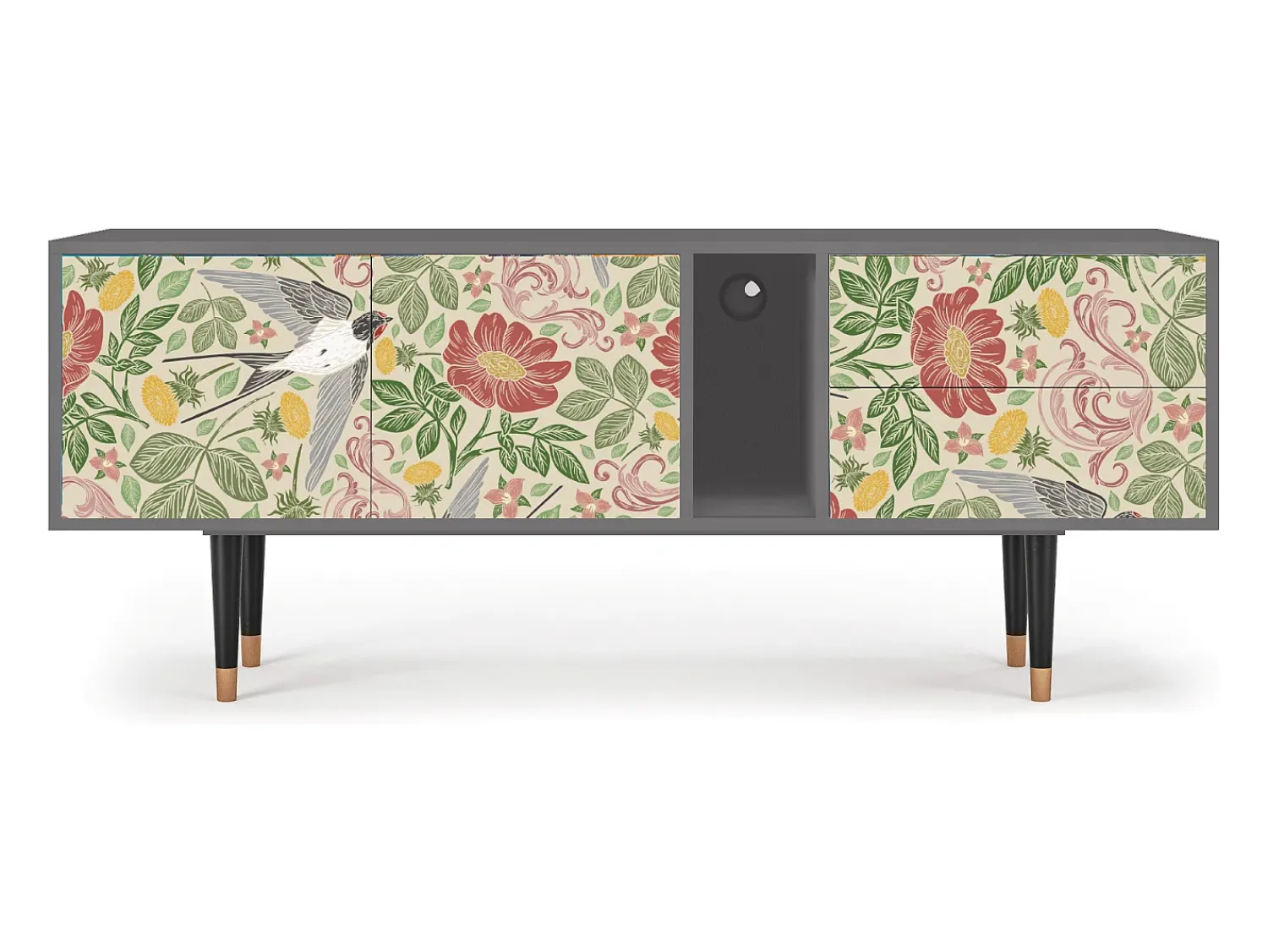 Móvel De Tv| Mueble de TV - 170х69х48 cm - T1 - Spring Swallow, Cinza Cinzento
