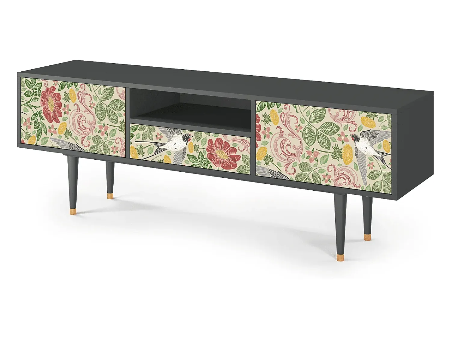 Móvel De Tv| Mueble de TV - 170х59х41 cm - T6 - Spring Swallow, Antracite Cinza antracite