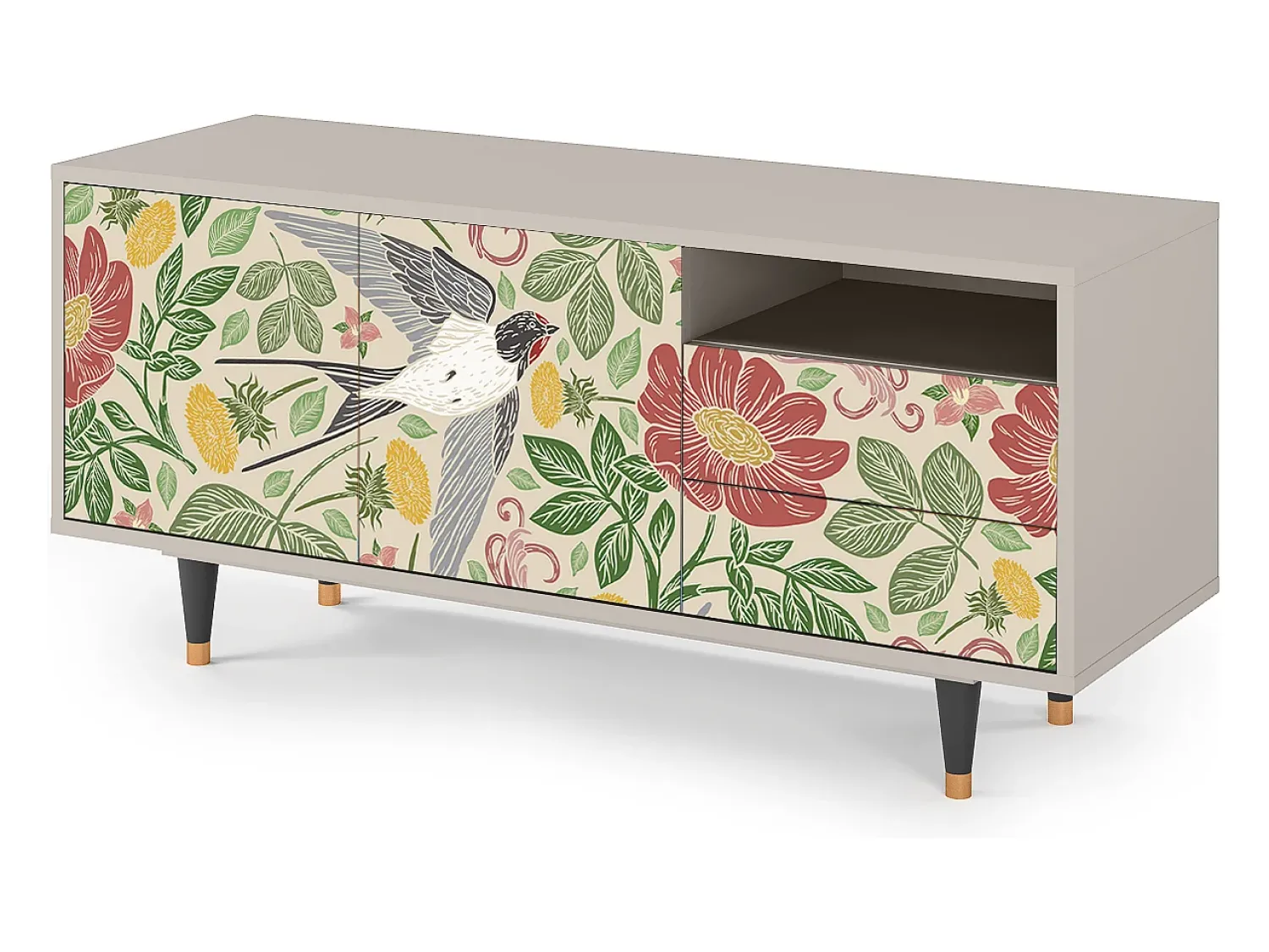 Online Mueble de TV - 125х56х41 cm - T7 - Spring Swallow, Areia Bege