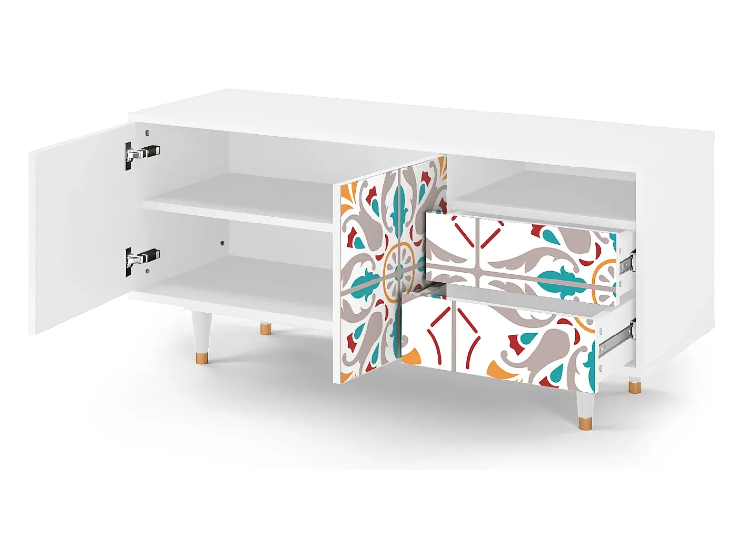 Móvel De Tv* Mueble de TV - 125х56х41 cm - T7 - Spring Ceramics, Branco Bege