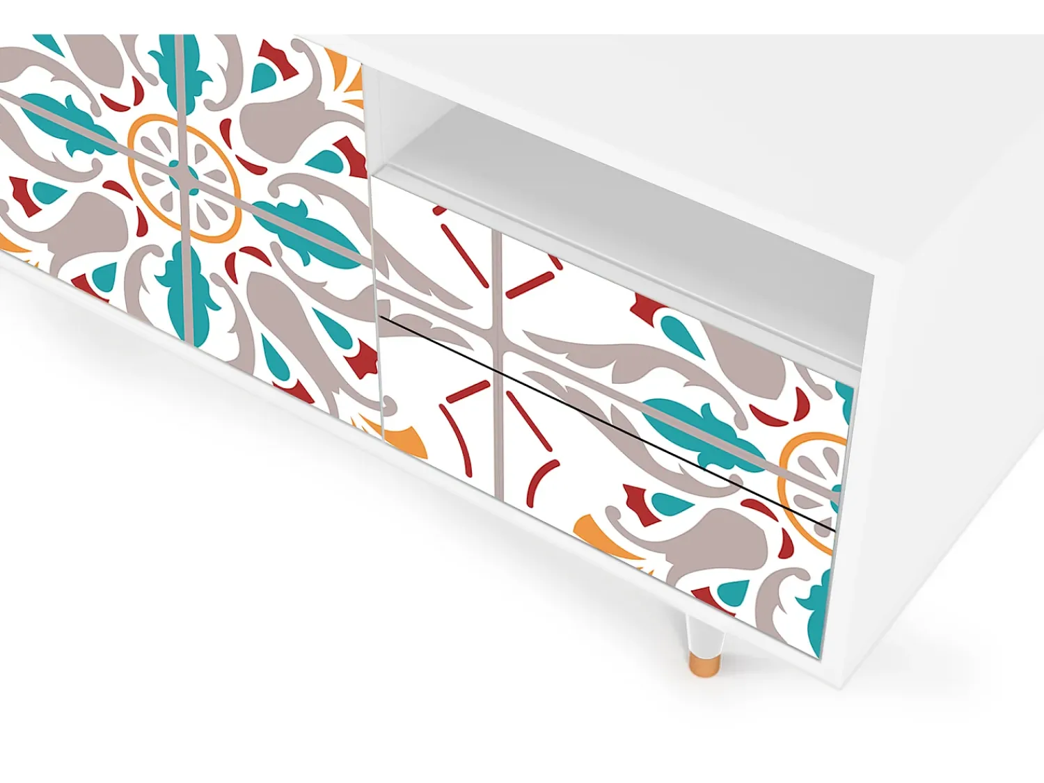 Móvel De Tv* Mueble de TV - 125х56х41 cm - T7 - Spring Ceramics, Branco Bege
