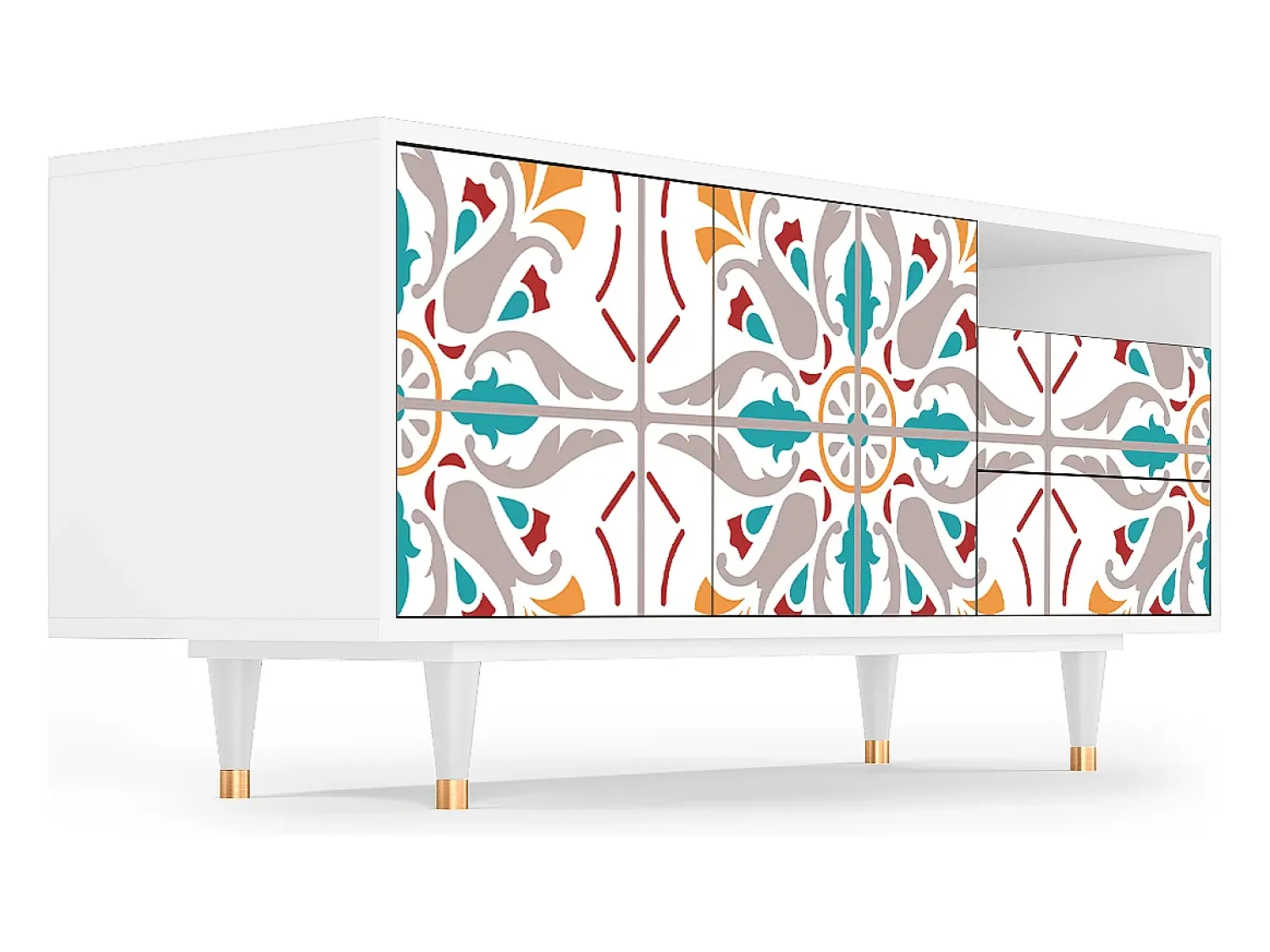 Móvel De Tv* Mueble de TV - 125х56х41 cm - T7 - Spring Ceramics, Branco Bege