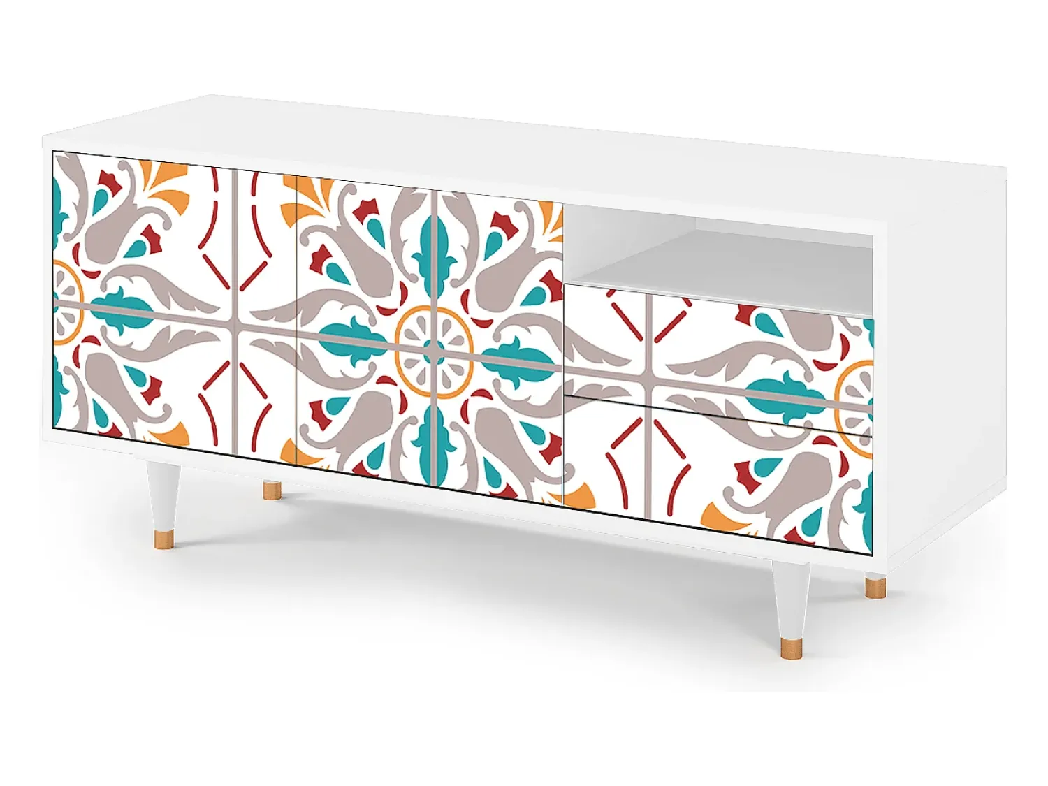 Móvel De Tv* Mueble de TV - 125х56х41 cm - T7 - Spring Ceramics, Branco Bege