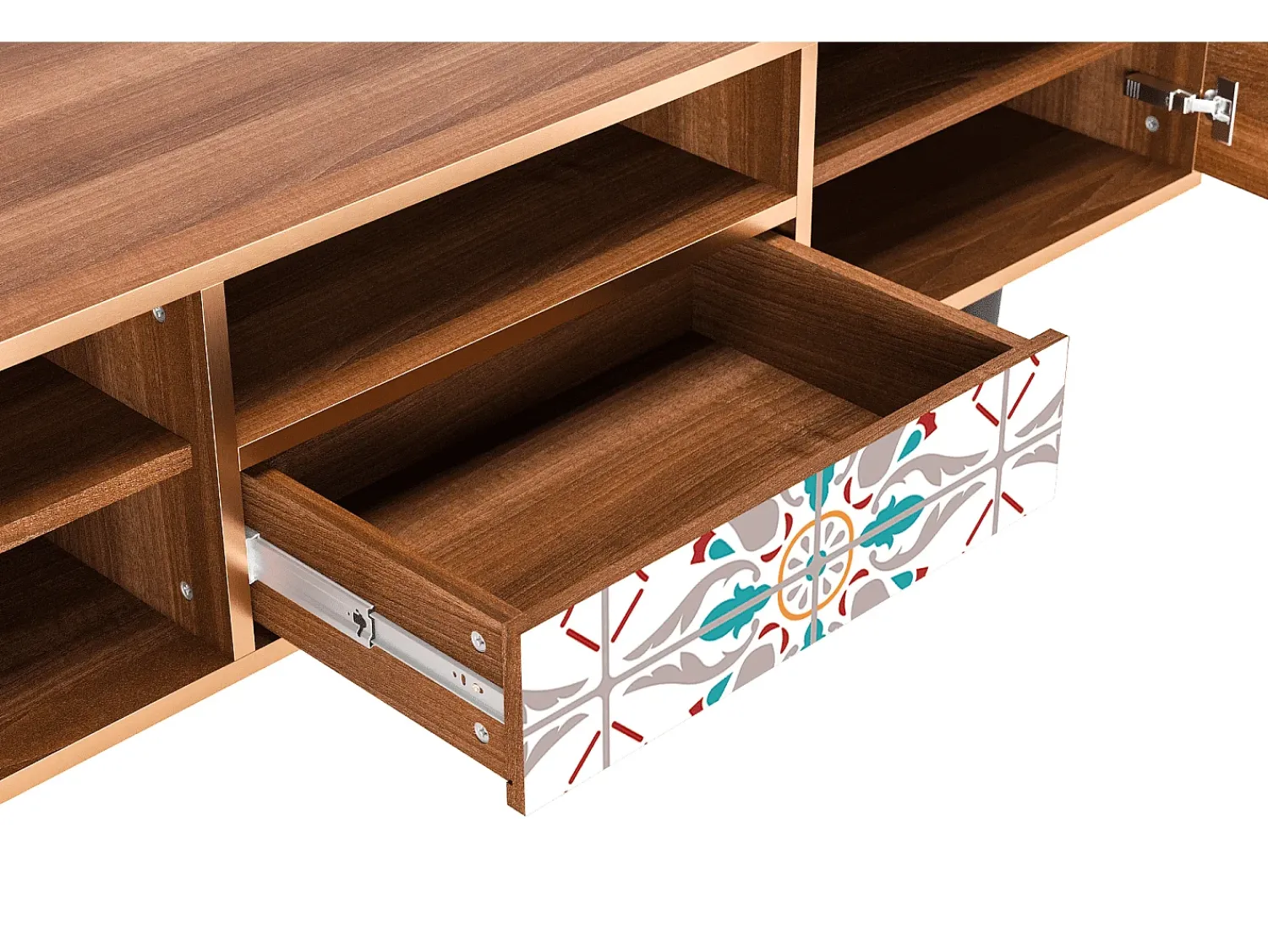 Móvel De Tv* Mueble de TV - 170х59х41 cm - T6 - Spring Ceramics, Nogueira Castanho