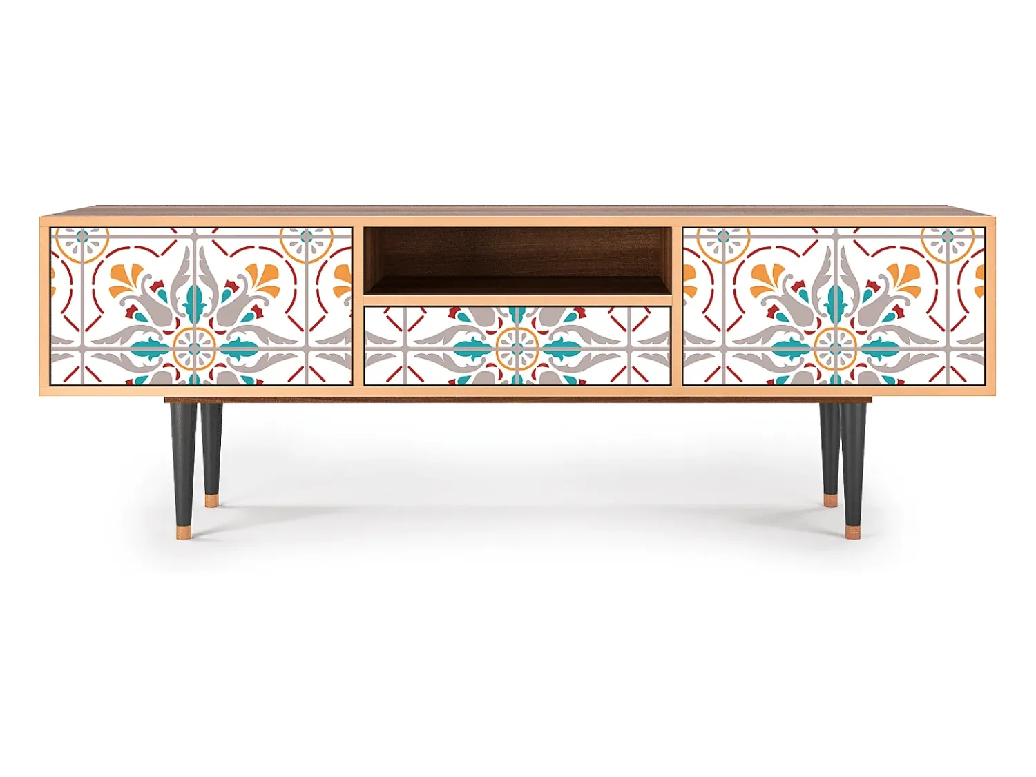 Móvel De Tv* Mueble de TV - 170х59х41 cm - T6 - Spring Ceramics, Nogueira Castanho