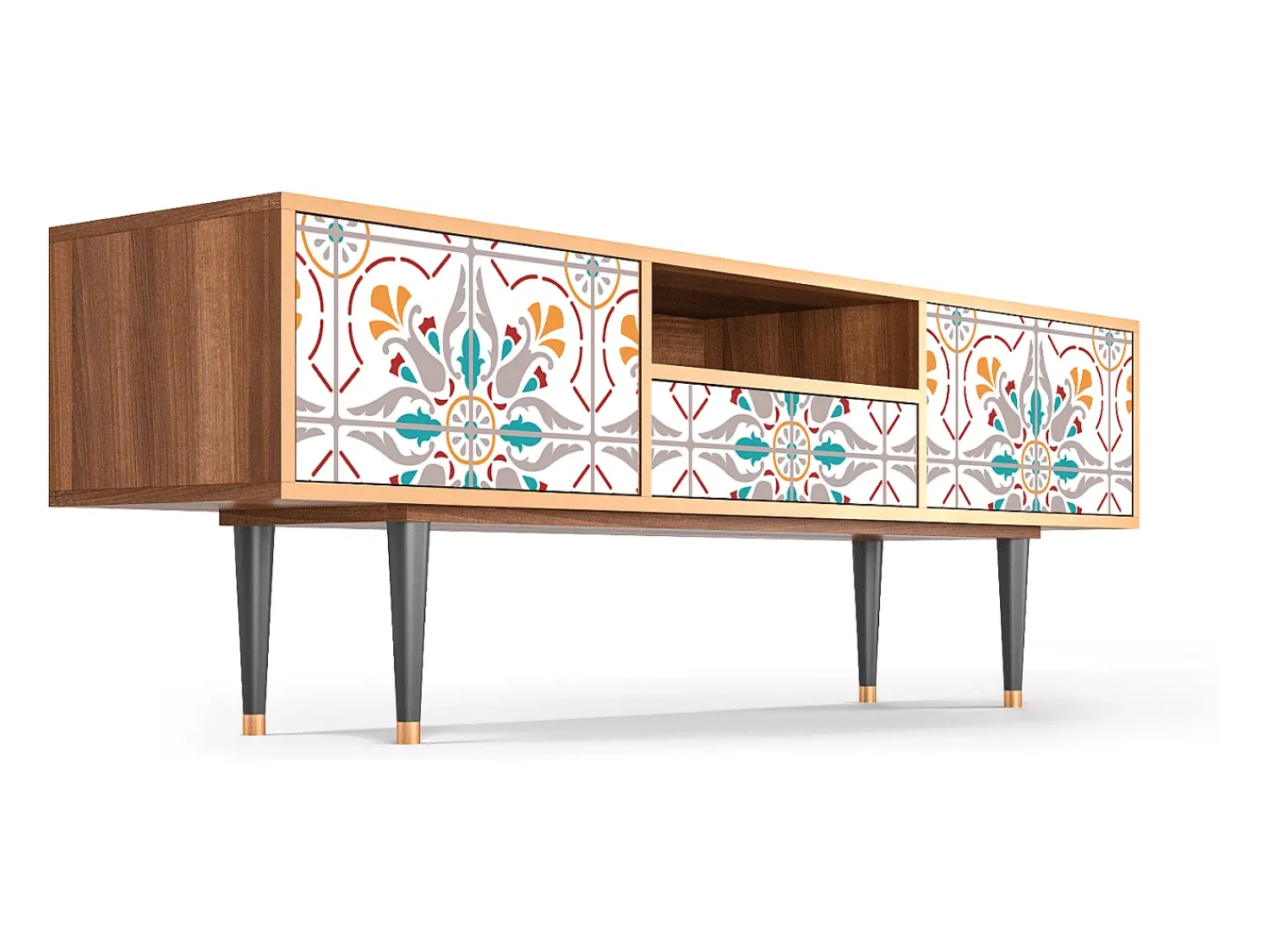 Móvel De Tv* Mueble de TV - 170х59х41 cm - T6 - Spring Ceramics, Nogueira Castanho