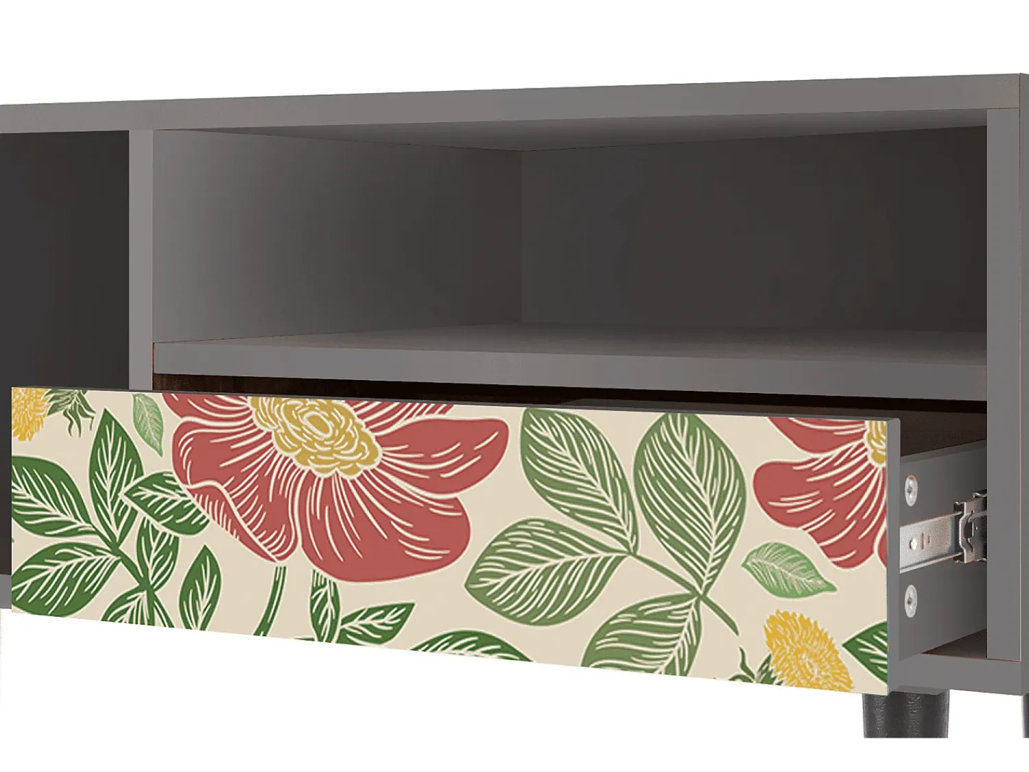 Móvel De Tv* Mueble de TV - 115х59х48 cm - T3 - Spring Swallow, Cinza Cinzento