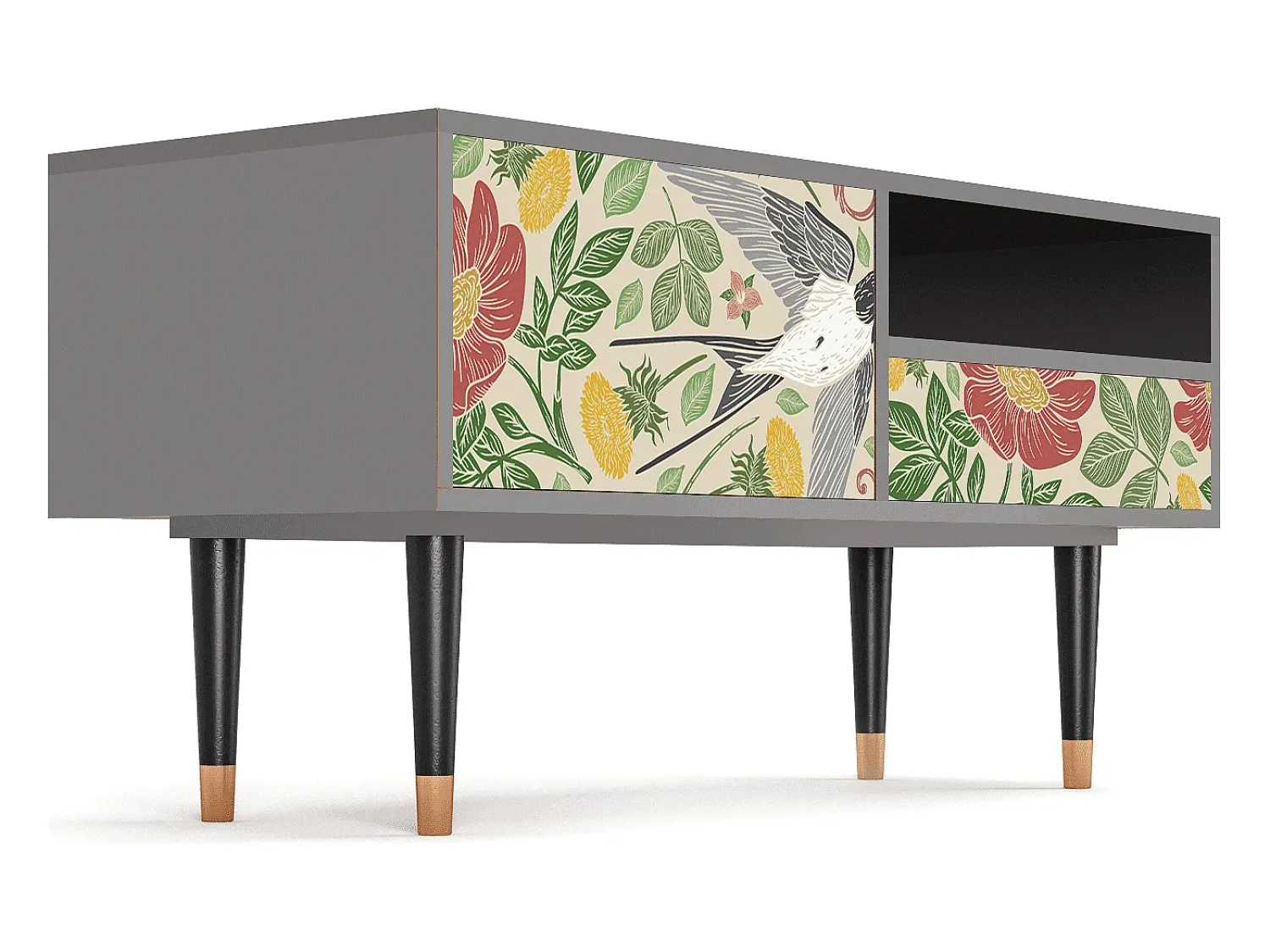 Móvel De Tv* Mueble de TV - 115х59х48 cm - T3 - Spring Swallow, Cinza Cinzento