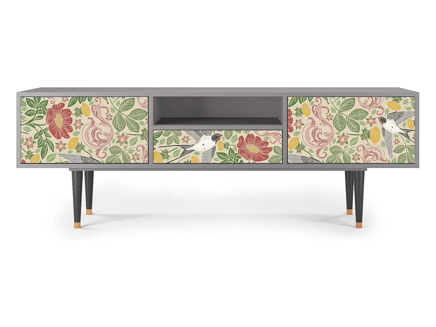 Mueble de TV - 170х59х41 cm - T6 - Spring Swallow, Cinza^ Móvel De Tv