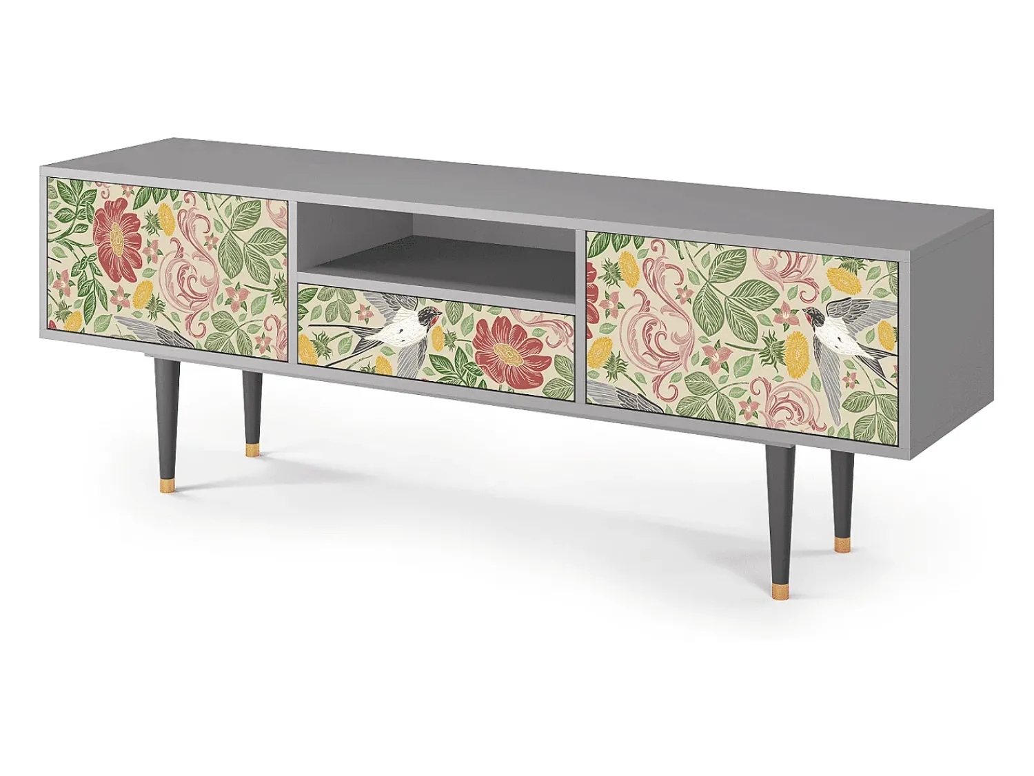Mueble de TV - 170х59х41 cm - T6 - Spring Swallow, Cinza^ Móvel De Tv