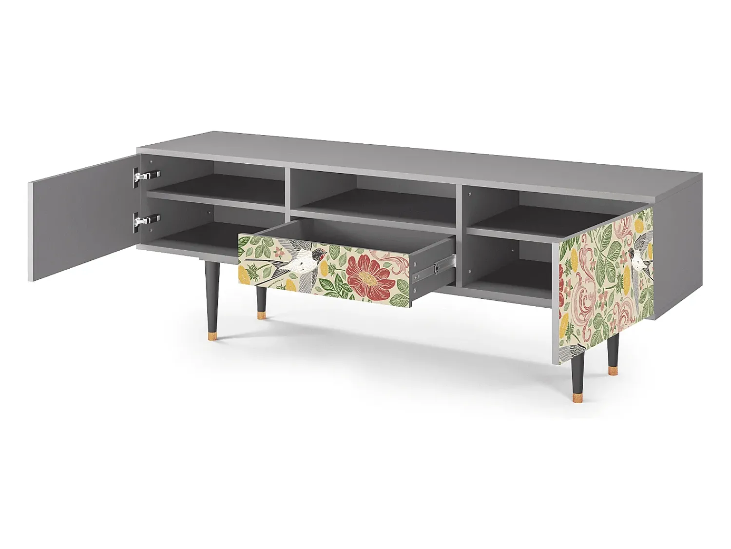 Mueble de TV - 170х59х41 cm - T6 - Spring Swallow, Cinza^ Móvel De Tv